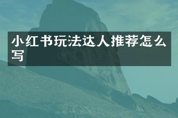 小红书玩法达人推荐怎么写
