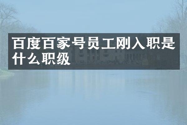百度百家号员工刚入职是什么职级