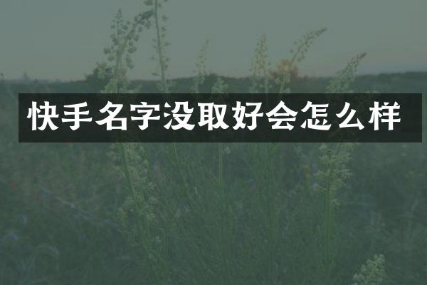 快手名字没取好会怎么样