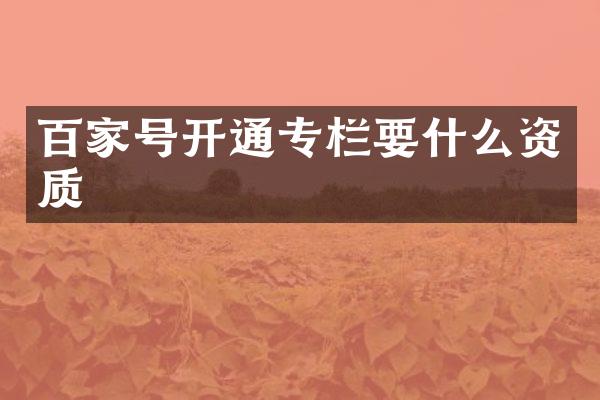 百家号开通专栏要什么资质