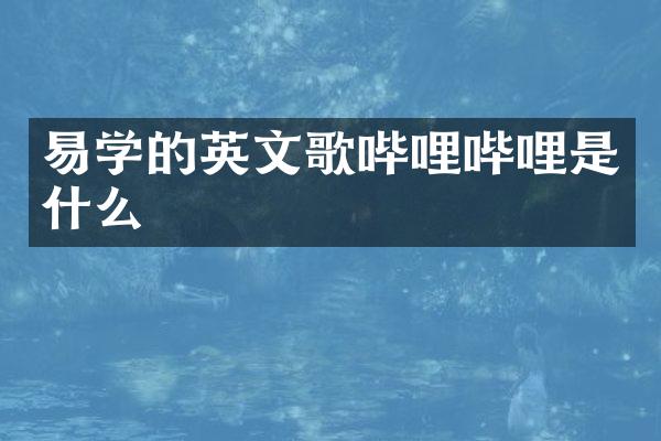 易学的英文歌哔哩哔哩是什么