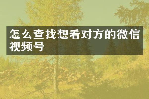 怎么查找想看对方的微信视频号