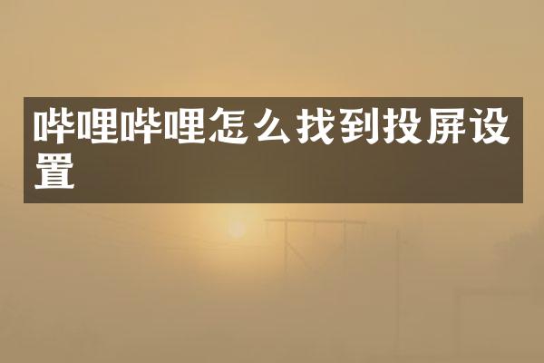哔哩哔哩怎么找到投屏设置