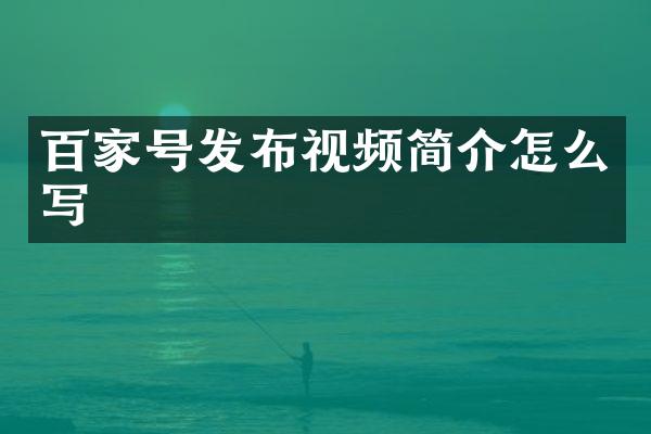 百家号发布视频简介怎么写