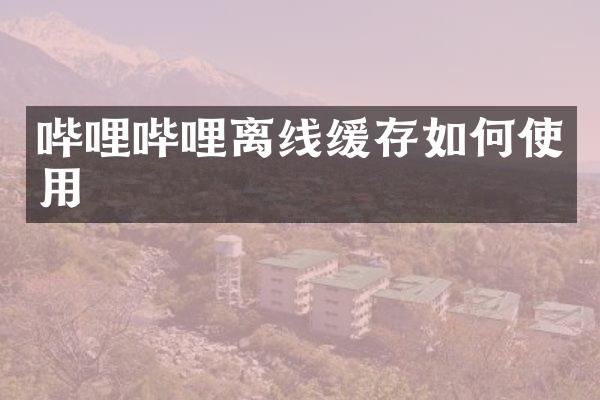 哔哩哔哩离线缓存如何使用