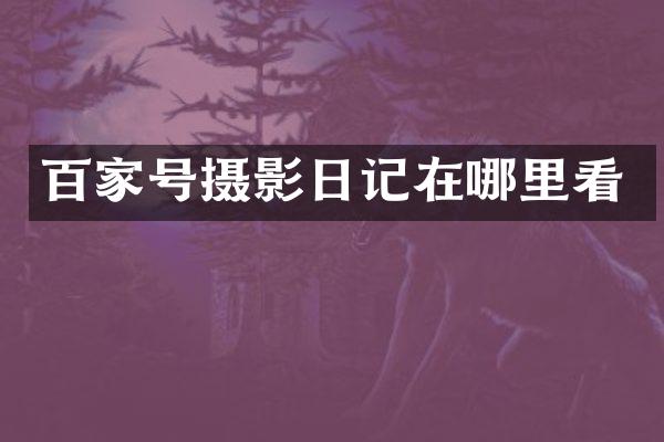 百家号摄影日记在哪里看