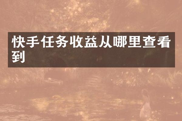 快手任务收益从哪里查看到