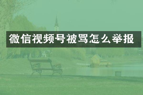 微信视频号被骂怎么举报
