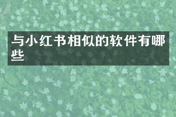 与小红书相似的软件有哪些