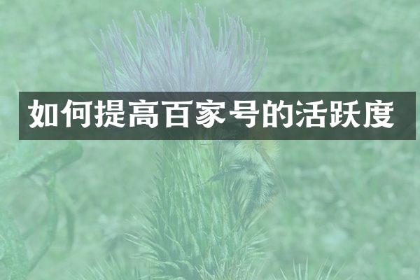如何提高百家号的活跃度