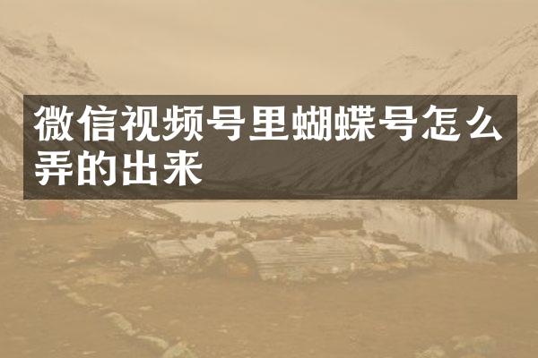 微信视频号里蝴蝶号怎么弄的出来