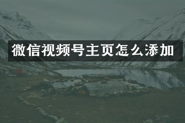 微信视频号主页怎么添加
