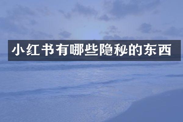 小红书有哪些隐秘的东西