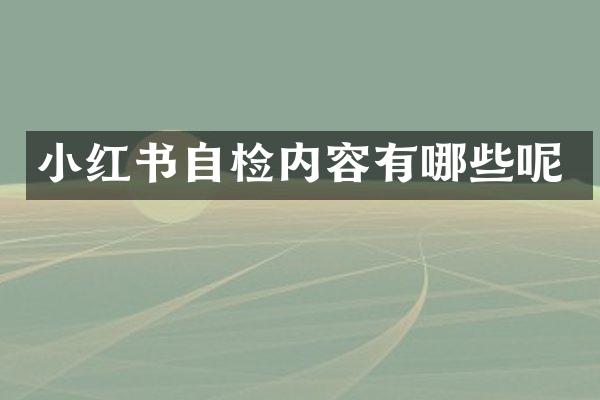 小红书自检内容有哪些呢