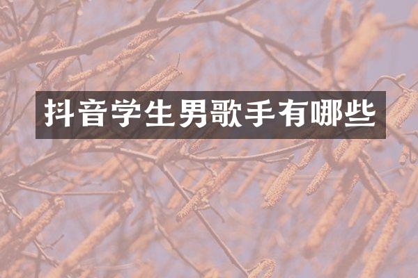 抖音学生男歌手有哪些