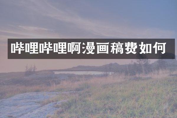哔哩哔哩啊漫画稿费如何