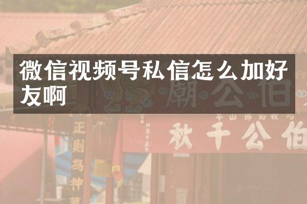 微信视频号私信怎么加好友啊