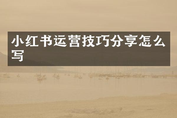 小红书运营技巧分享怎么写