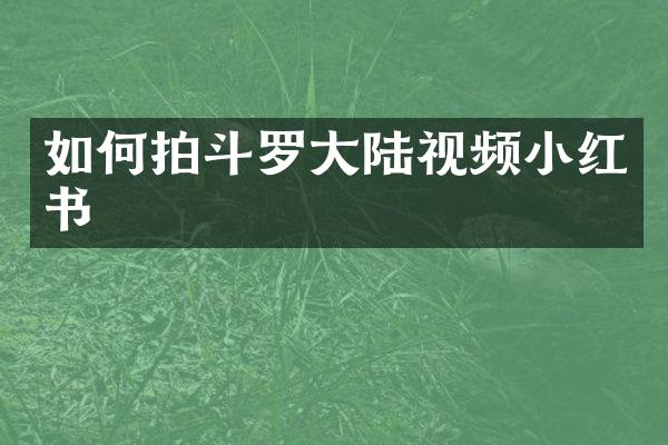 如何拍斗罗大陆视频小红书