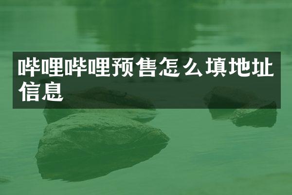 哔哩哔哩预售怎么填地址信息