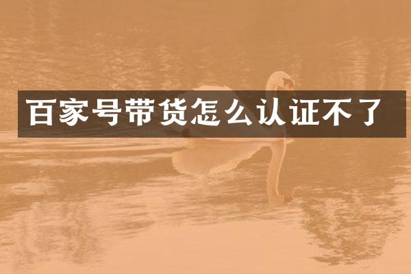 百家号带货怎么认证不了