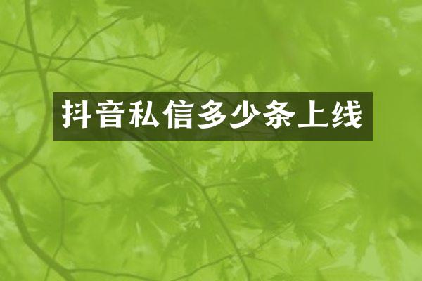 抖音私信多少条上线