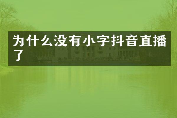 为什么没有小字抖音直播了