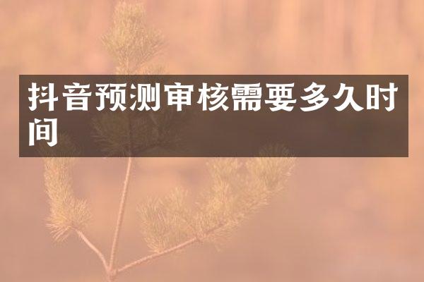 抖音预测审核需要多久时间