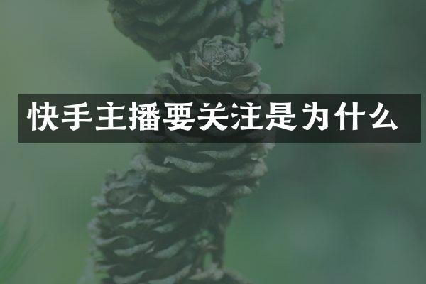 快手主播要关注是为什么