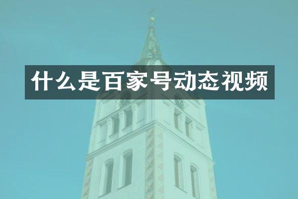什么是百家号动态视频