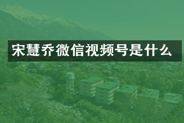 宋慧乔微信视频号是什么