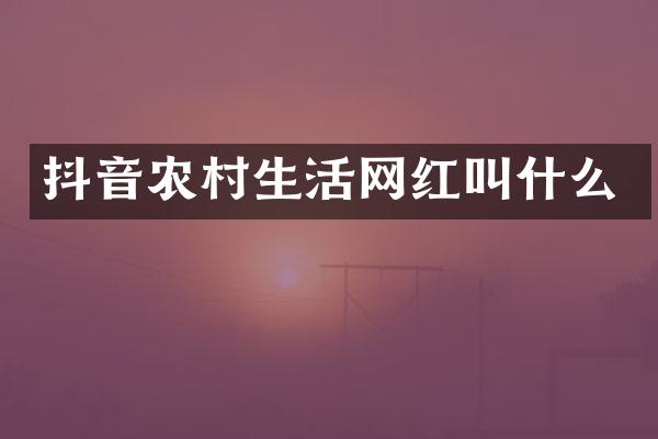 抖音农村生活网红叫什么