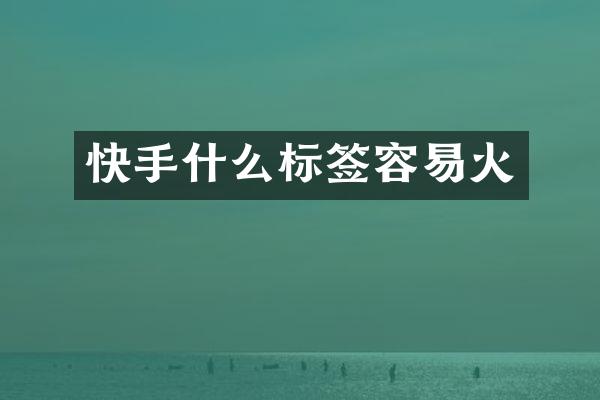 快手什么标签容易火