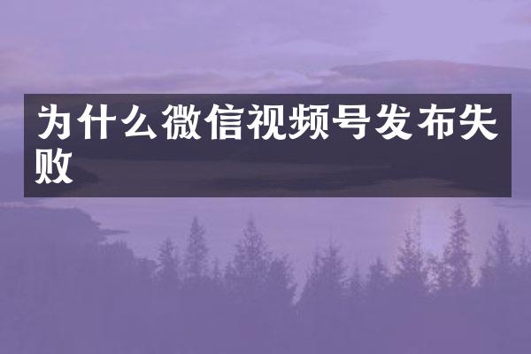 为什么微信视频号发布失败