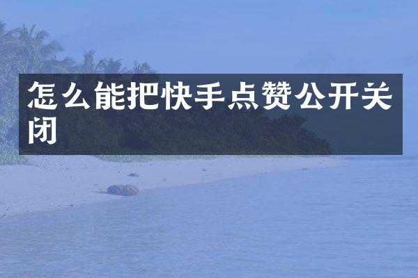 怎么能把快手点赞公开关闭