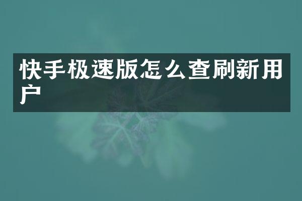 快手极速版怎么查刷新用户