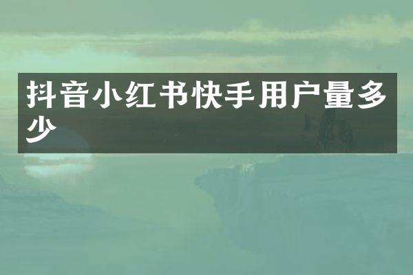 抖音小红书快手用户量多少