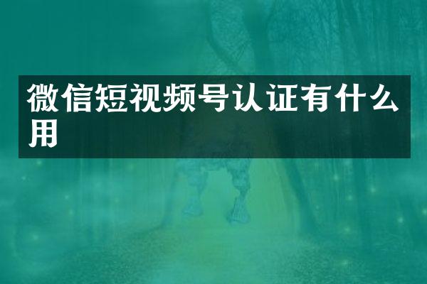 微信短视频号认证有什么用