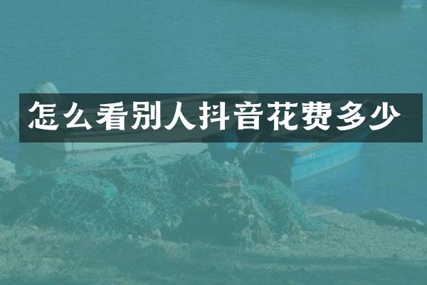 怎么看别人抖音花费多少