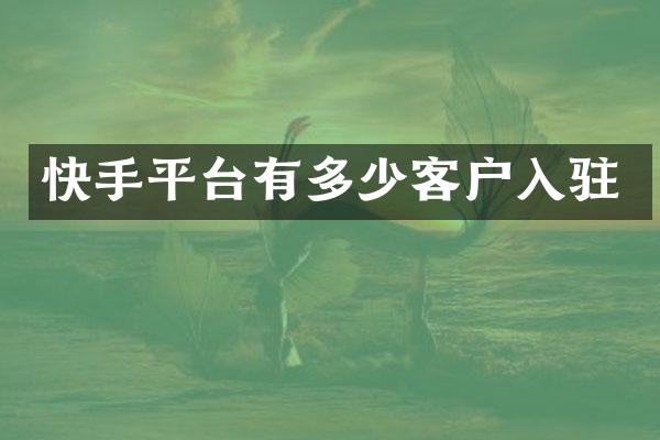 快手平台有多少客户入驻