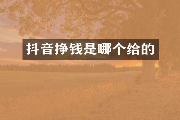 抖音挣钱是哪个给的