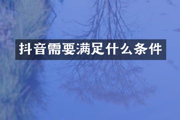 抖音需要满足什么条件