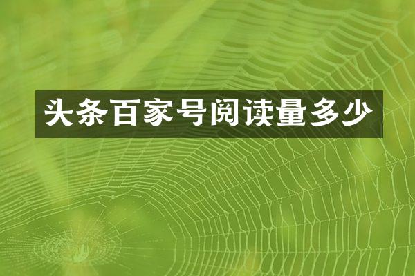 头条百家号阅读量多少