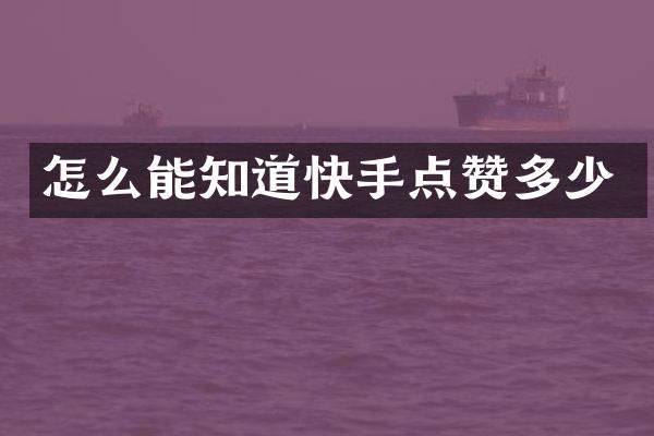 怎么能知道快手点赞多少