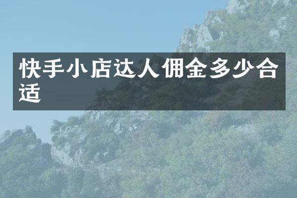 快手小店达人佣金多少合适
