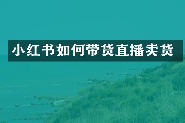 小红书如何带货直播卖货