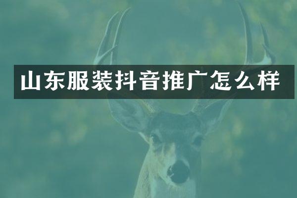 山东服装抖音推广怎么样