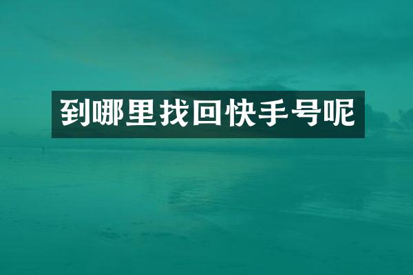 到哪里找回快手号呢