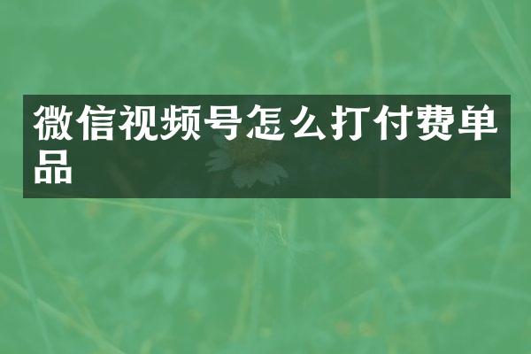 微信视频号怎么打付费单品
