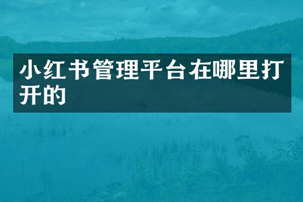 小红书管理平台在哪里打开的